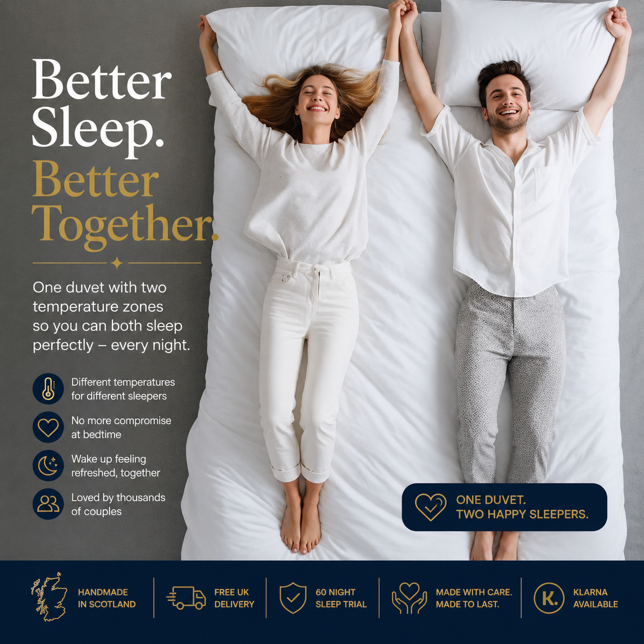 Partner Duvet for Couples - One Duvet. Two Togs. Zero Arguments.