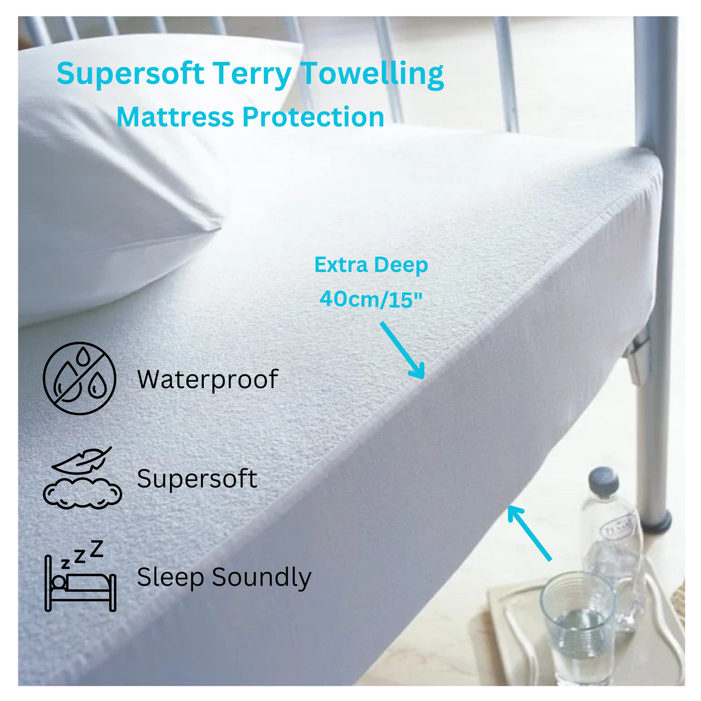 Hanna 100% Waterproof Terry Towelling Cotton Mattress Protector