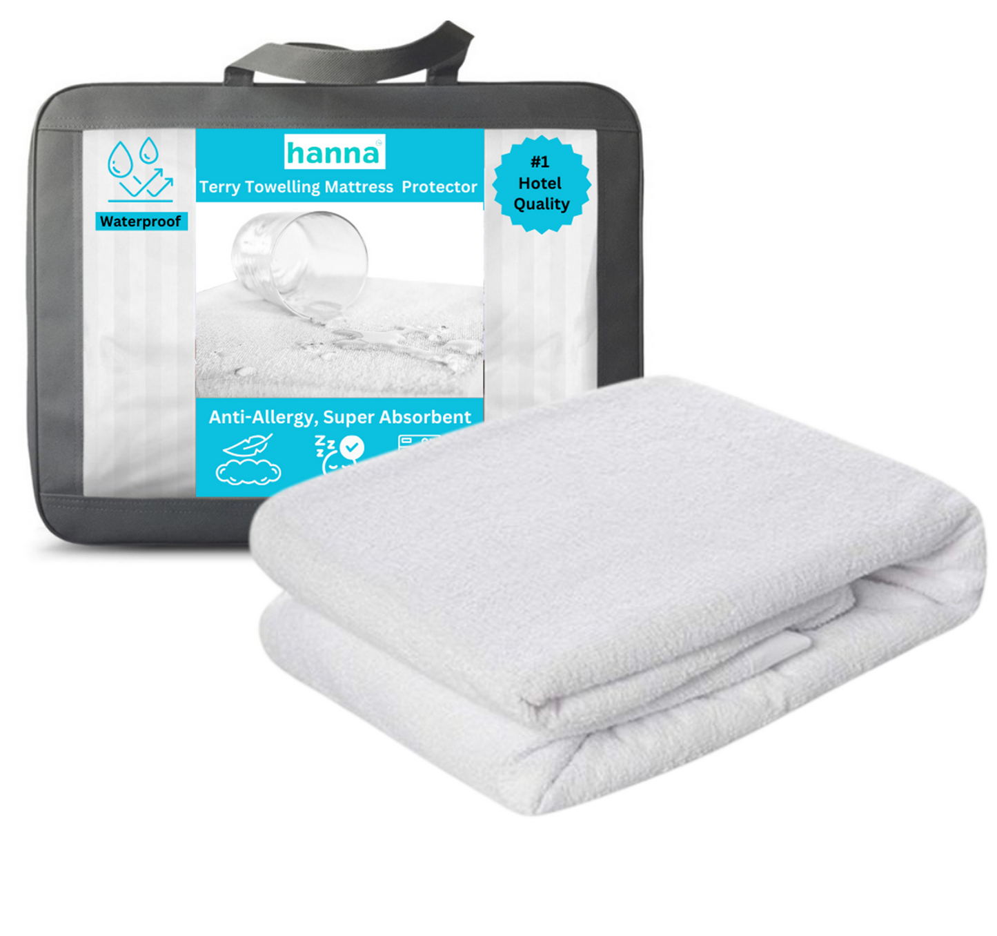 Hanna 100% Waterproof Terry Towelling Cotton Mattress Protector